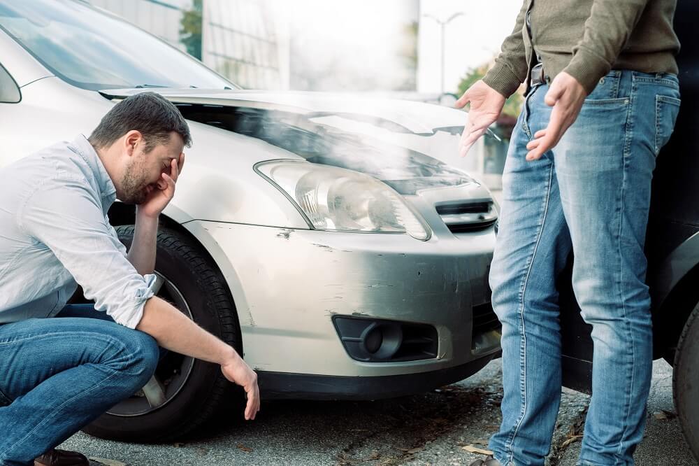 Driver blaming the other driver for an accident.