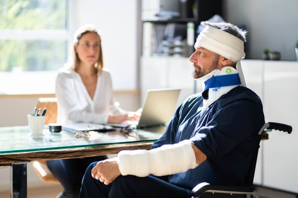 Injured from accident on wheelchair for assessment.