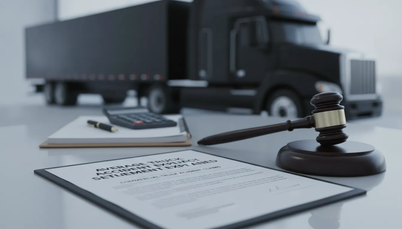 Gavel and paperwork for an average settlement for a commercial truck accident.