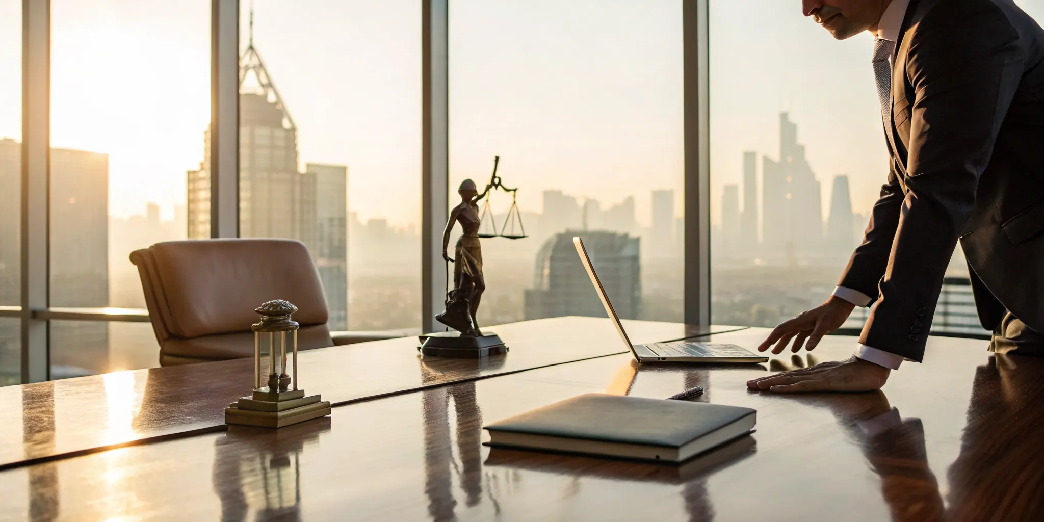 An auto injury lawyer's office with scales of justice, ready to help with accident claims.
