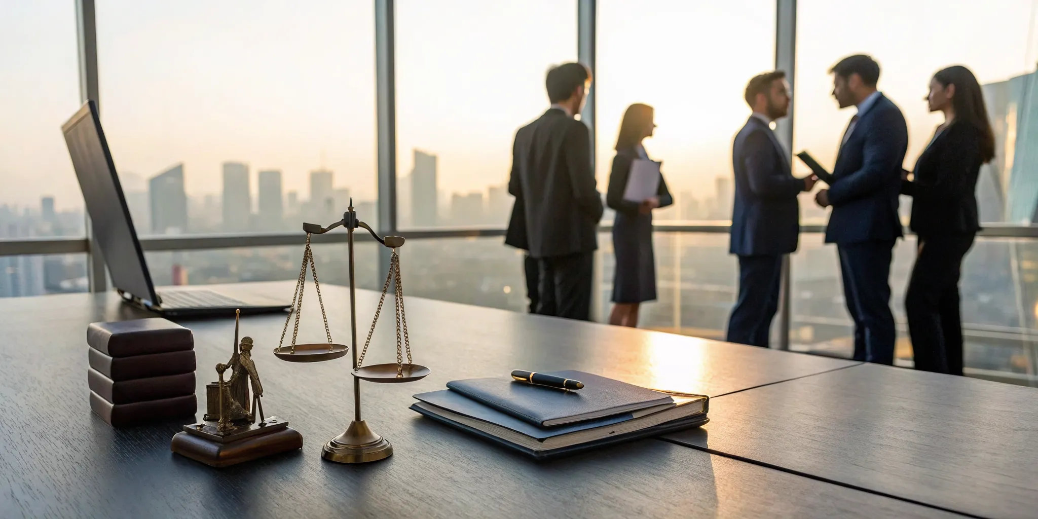 Lawsuit lawyers discussing a case strategy in an office.