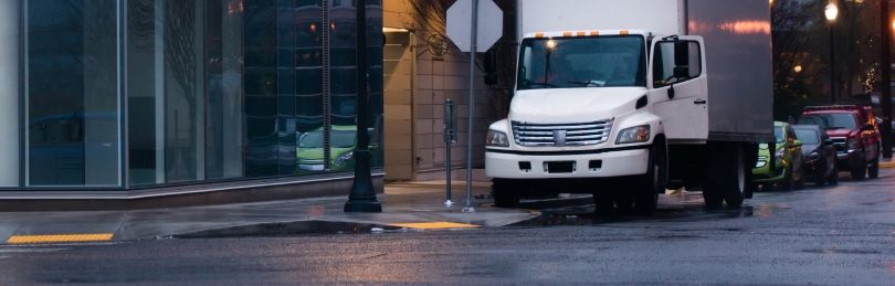 truck parked in city