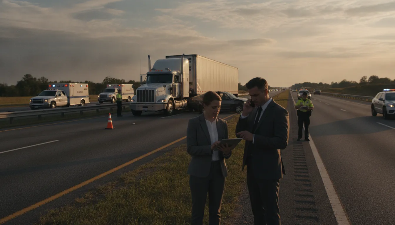 What to do after a semi truck accident with police and emergency responders on scene.