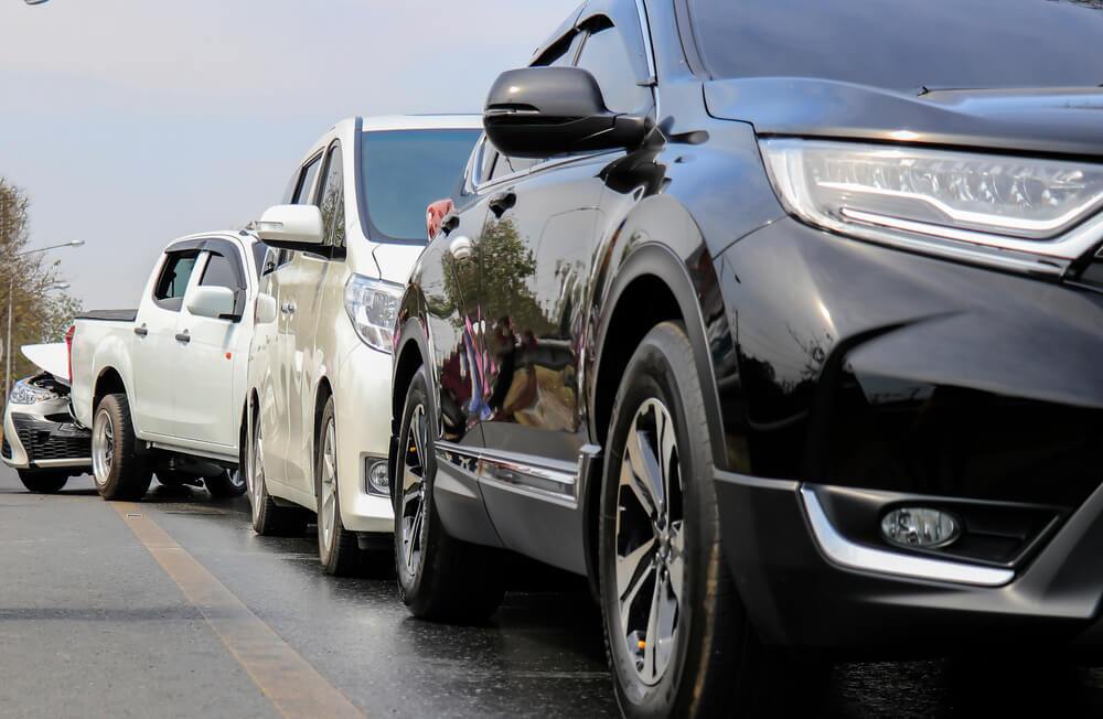 Multiple vehicle collision in the highway.